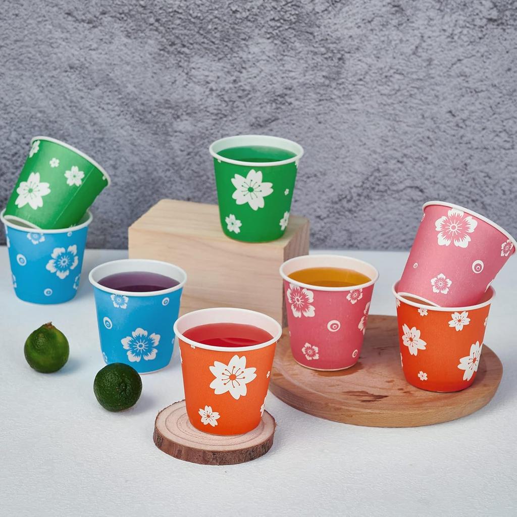 LITOPAK 400 Pack 3 oz Disposable Bathroom Cups, Colorful Small Disposable Paper Cups for Parties, Picnics, Barbecues, Travel and Events