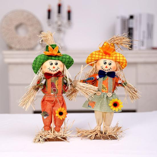 Ornamento di Thanksgiving da Esterno, Spaventapasseri Autunnale Decorazione in Piedi, Accento Rustico per Prato Festivo di Halloween con Vestiti Cappello per il Raccolto d'Autunno