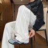 Pure Cotton Knitted Straight Line Pleated Men's Spring and Autumn American High Street Loose Wide-leg Floor Casual Trousers