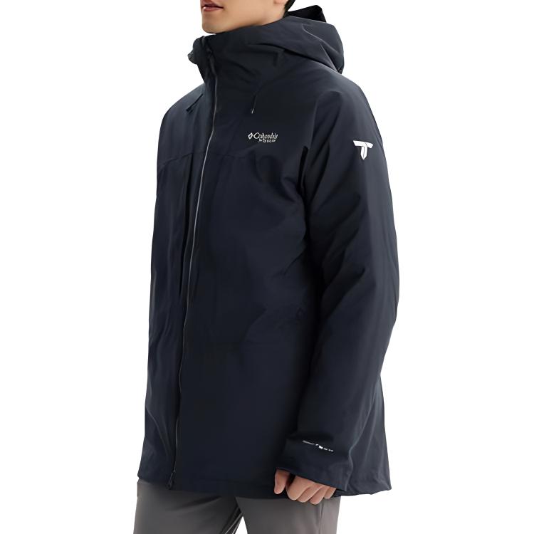 Columbia Winter 3-In-1 Hooded Logo Zipper Long Sleeve Down Inner Jacket Skiing Waterproof Windproof Warm Jacket Men Jackets Black WE2454-010