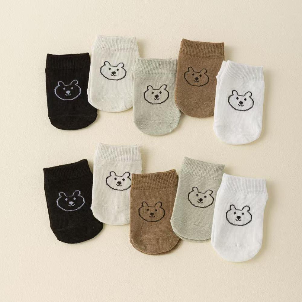 10/5 Pairs Kids Socks Trendy New Classic Bear All Season Crew Socks Student Baby Socks Children Mid-Calf Socks