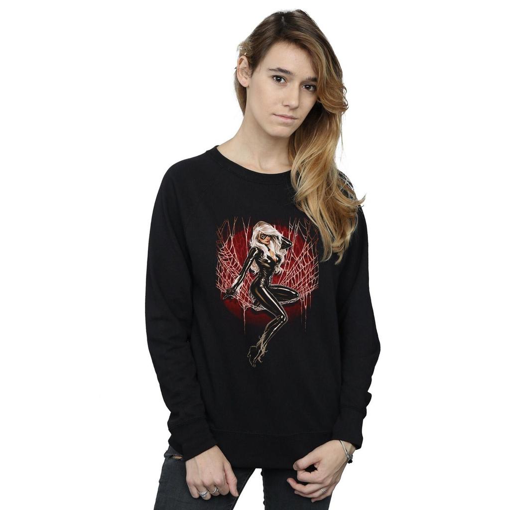 Marvel Womens/Ladies Black Cat Spider Web Sweatshirt
