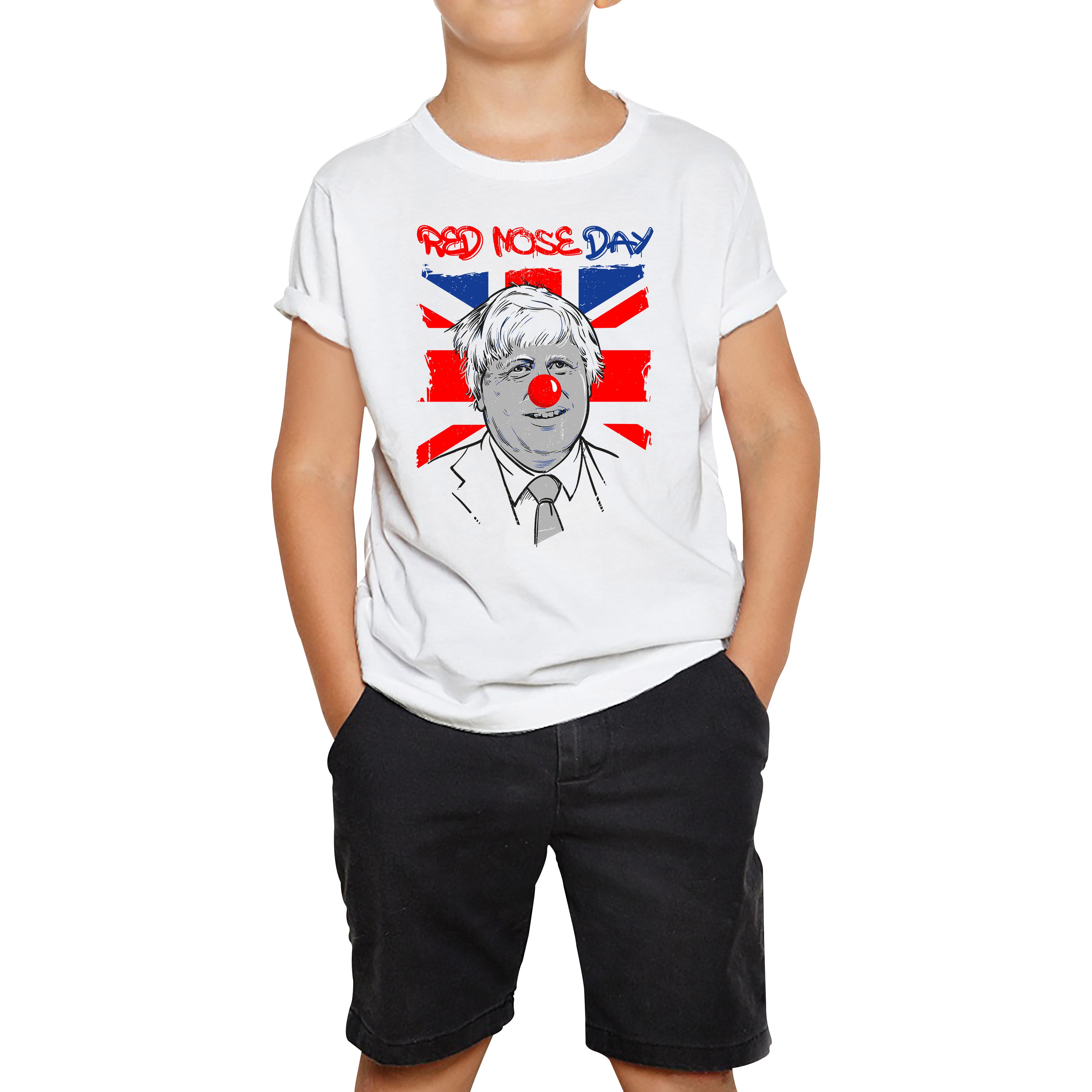 Red Nose Day PM Boris Johnson Kids T Shirt. 50% Goes To Charity 130