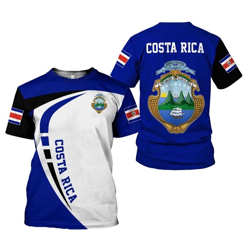 2024 New Costa Rica Flag Graphic 3D Print T-shirt Costa Rica National Emblem Men s Tops  National Day Gifts Personalized Tee XXS