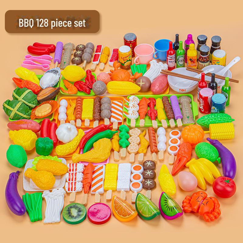 Children's Pretend BBQ Set: Kitchen Play Barbecue Skewers with Simulation Food