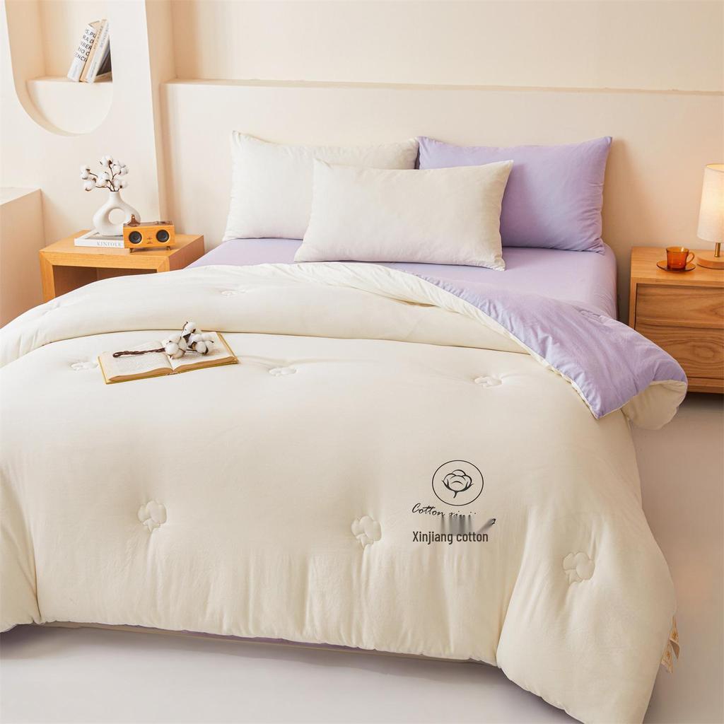 Premium Xinjiang Cotton Quilt: Thickened, All-Season Warmth for Double Bed.