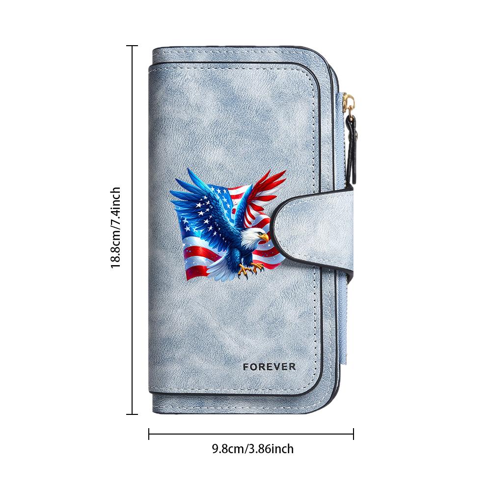 Patriotic Eagle Print Forever Wallet Long Stylish Functional Purse for Daily Use