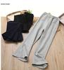 Girls' Split Micro-Flare Sweatpants: Solid Color Elastic Casual Sports Pants for Spring and Autumn