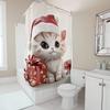 Tuniu Cute Kitten Christmas Bathroom Shower Curtain Festive Holiday Decor Fun Pet Lover Gift Set