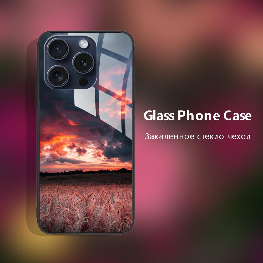 Tempered Glass Case for iPhone 15 15Pro Max Plus Back Cover Hard Bumper Protective Fundas for iPhone 14 Pro 14 Plus 14Pro Max