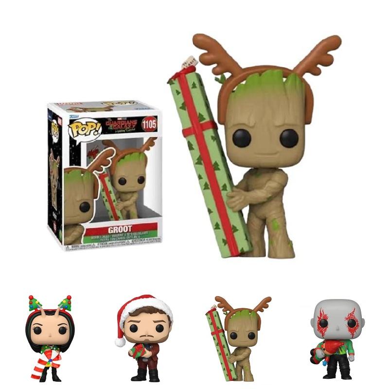 Marvel Guardians Of The Galaxy Christmas Edition Funko Pop Figures Star-lord Groot Drax Mantis 10cm Height