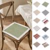 Washable Chair Mat Cotton Linen Pad with Ties, Square Summer Seat Lace Retro Trim, 15.75" X Breathable for Dining Office