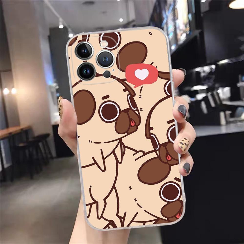 Cute Pug Dog Phone Case For iPhone 15 14 11 12 13 Mini Pro XS Max Cover 6 7 8 Plus X XR SE 2020 Funda Shell