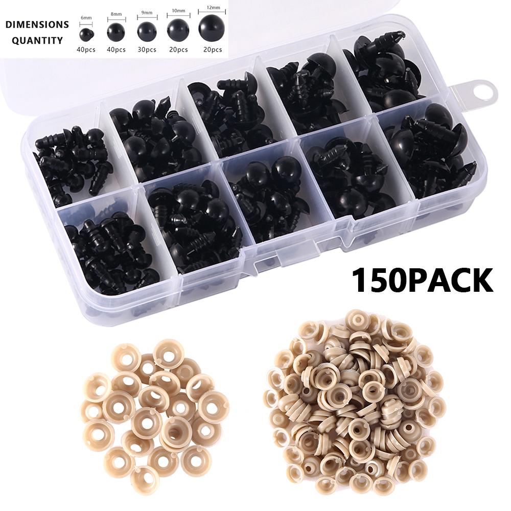 150/500 Stück Puppenaugen Herstellung Plastik Sicherheitsaugen Knopf Basteln Sicherheitsaugen für Bär Plüschtier Stofftier Puppe DIY Zubehör