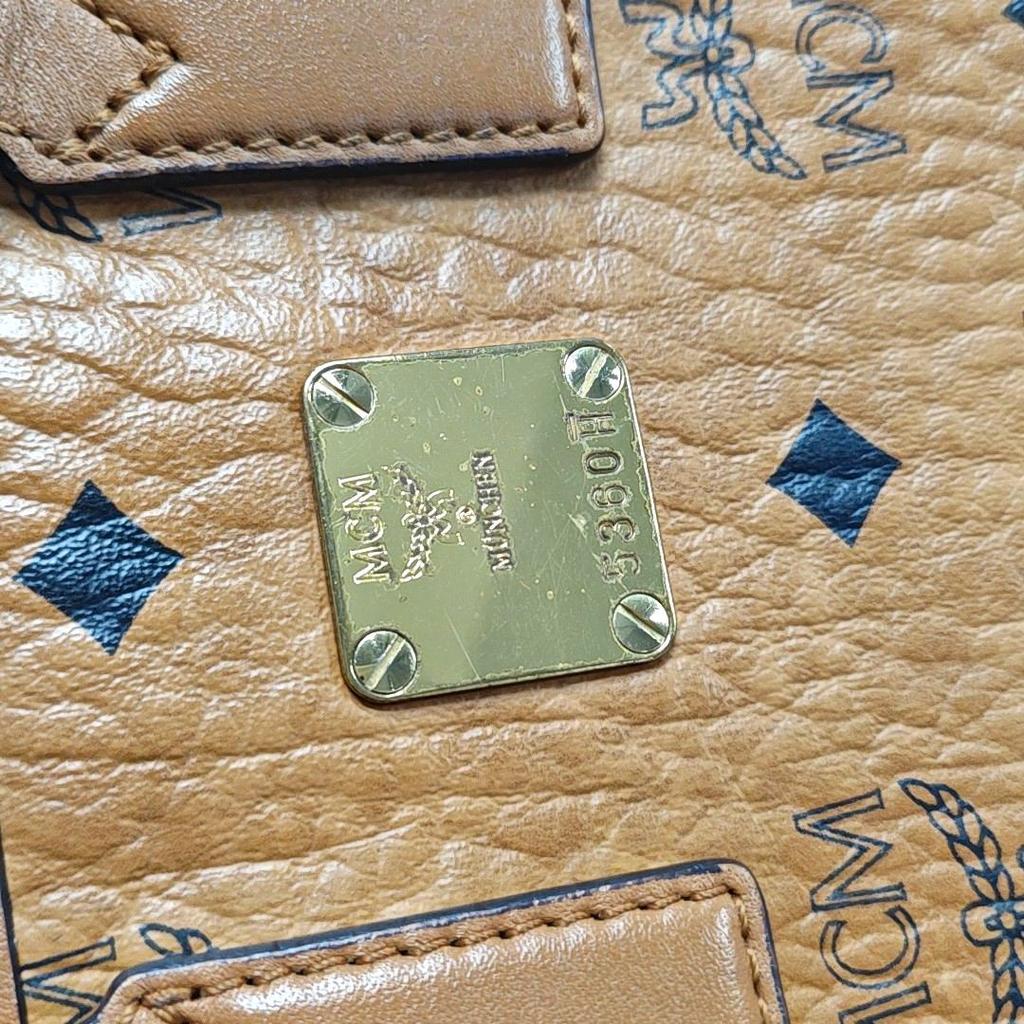 [Pre-Owned] Aren Allover Logo 24k Gold Plated Hardware Tag Napa Leather French Fry Mini Shoulder Crossbody Tote Bag - Fair #1MVIZGT