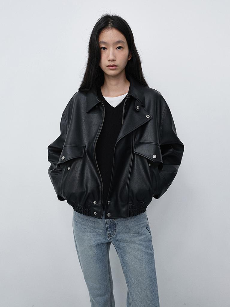 DUNST Unisex Cropped Leather Blouson_Udju6C108_Black