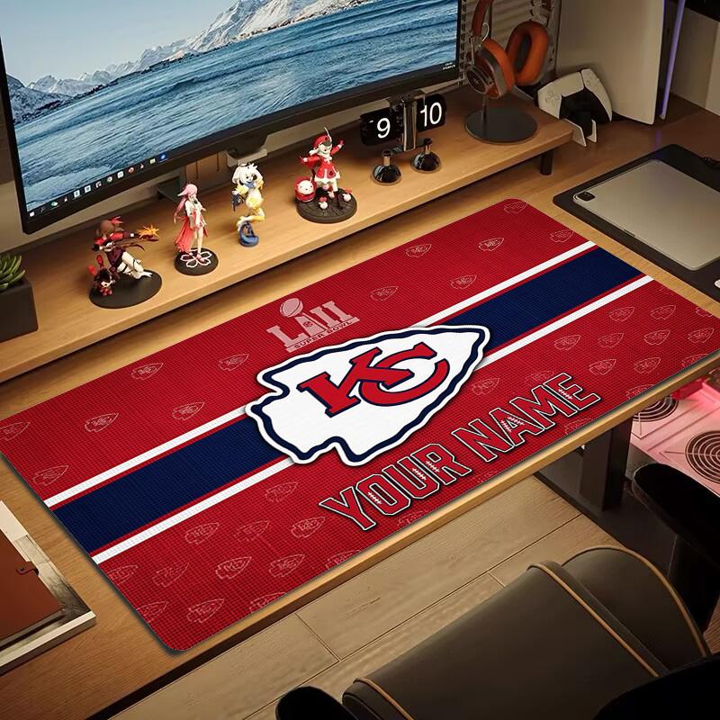 Kansas City Chiefs Druck Kissen Rutschfest Laptop Tablet Großes Mauspadd XXL Matte Mini-PC Spielmatte Mit Verriegeltem Rand