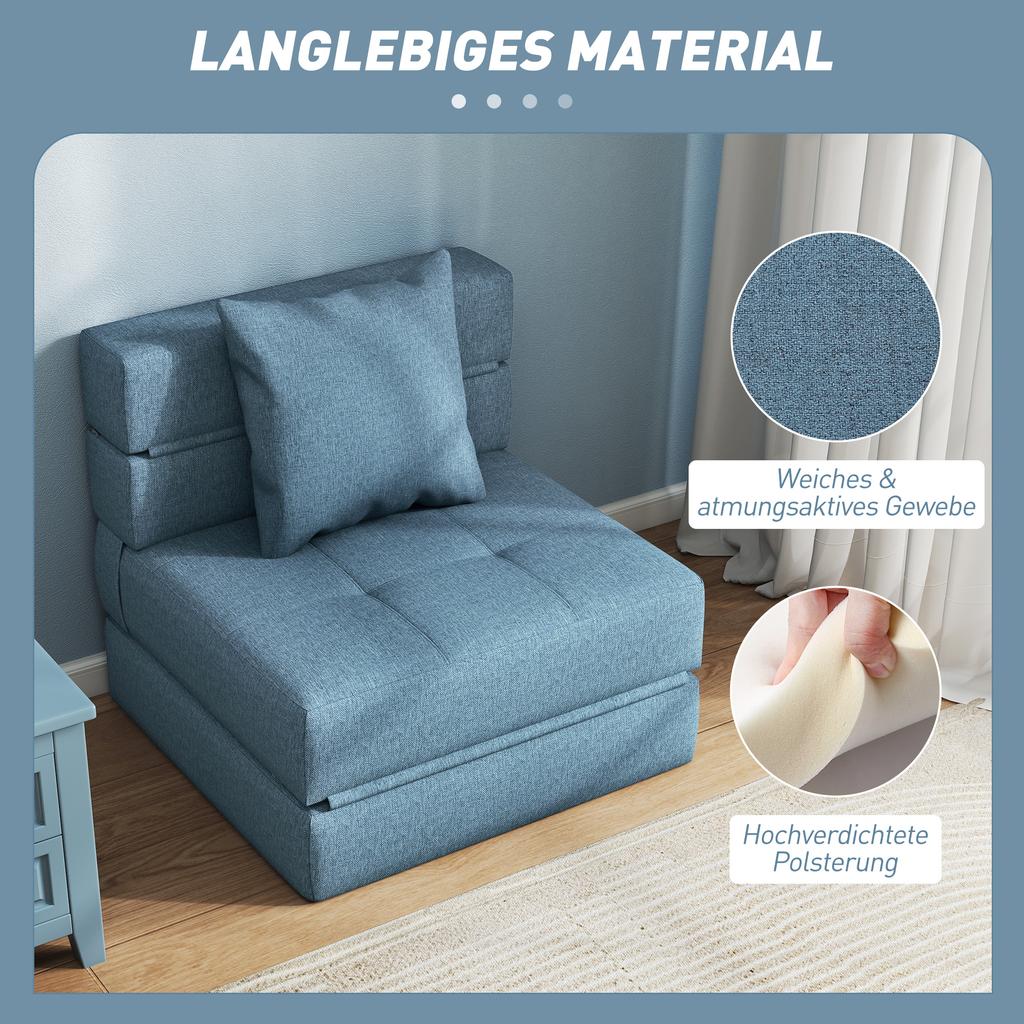 Sleeper Chair Recliner Guest Bed, Removable Cover, 70 cm x 70 cm x 61 cm, Dark Blue