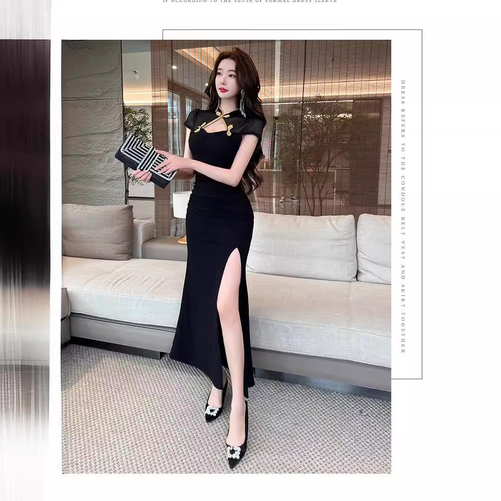Night Main Store Sexy Dress Low Chest Halter Hip Wrap Long Dress New Chinese Cheongsam Work Clothes Work Clothes