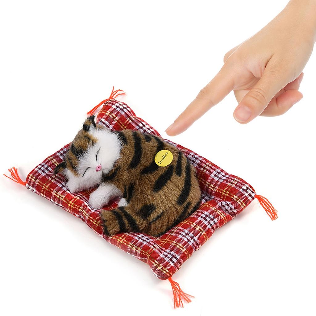 Symulacja Śpiącego Dziecka Kot Pluszowa Zabawka Dźwiękowa Wypchana Lalka Dekoracja Domu (Czarny   Brązowy)