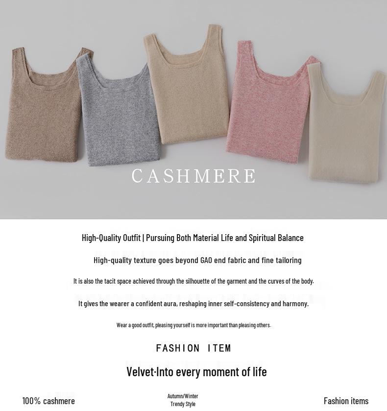 Lekasha Damen 100% reines Kaschmir ärmelloser Strick-Camisole