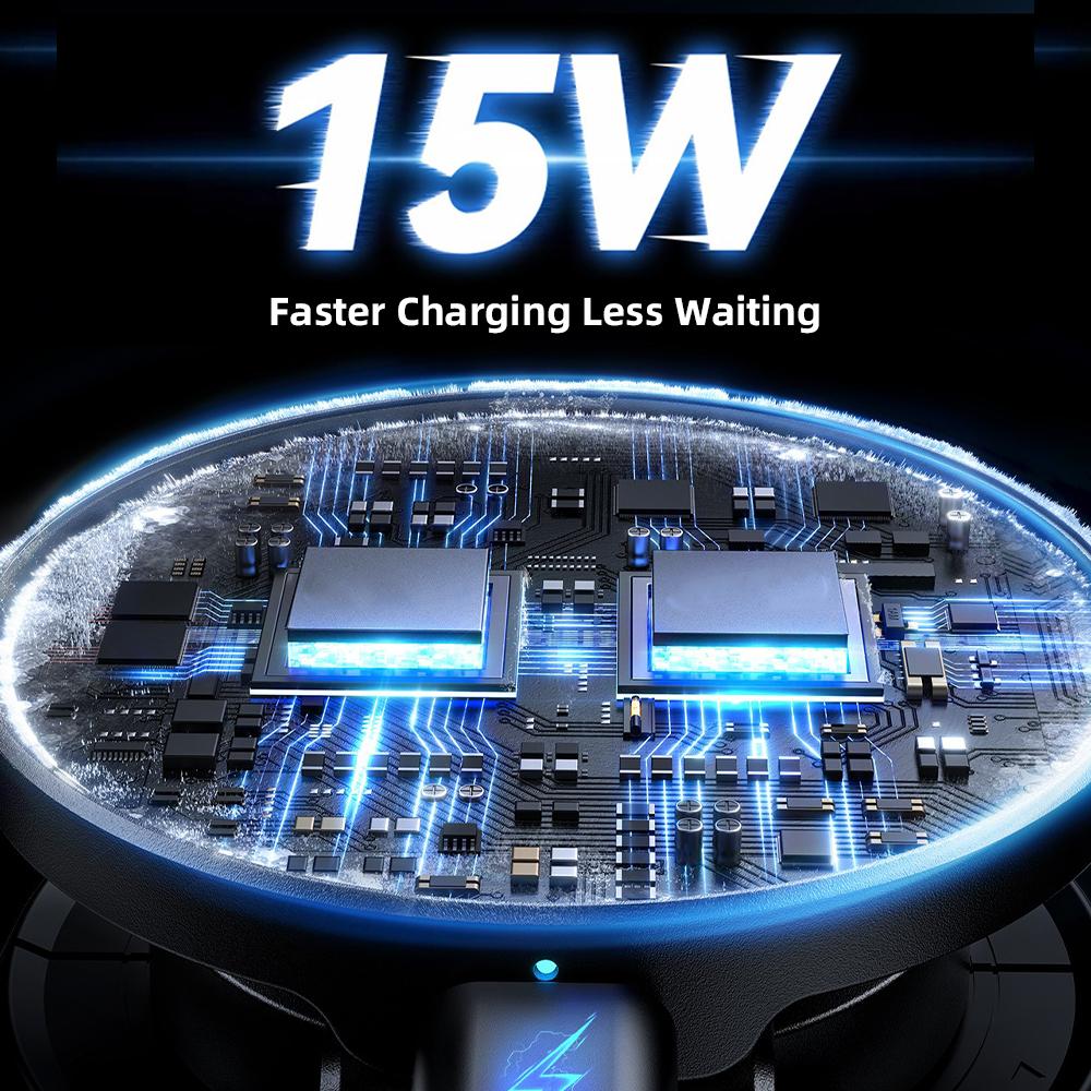 Magnetic Car Mount Bracket Wireless Fast Charger 15W 360° Rotating Phone Holder for iPhone MagSafe Foldable Stand Accessories