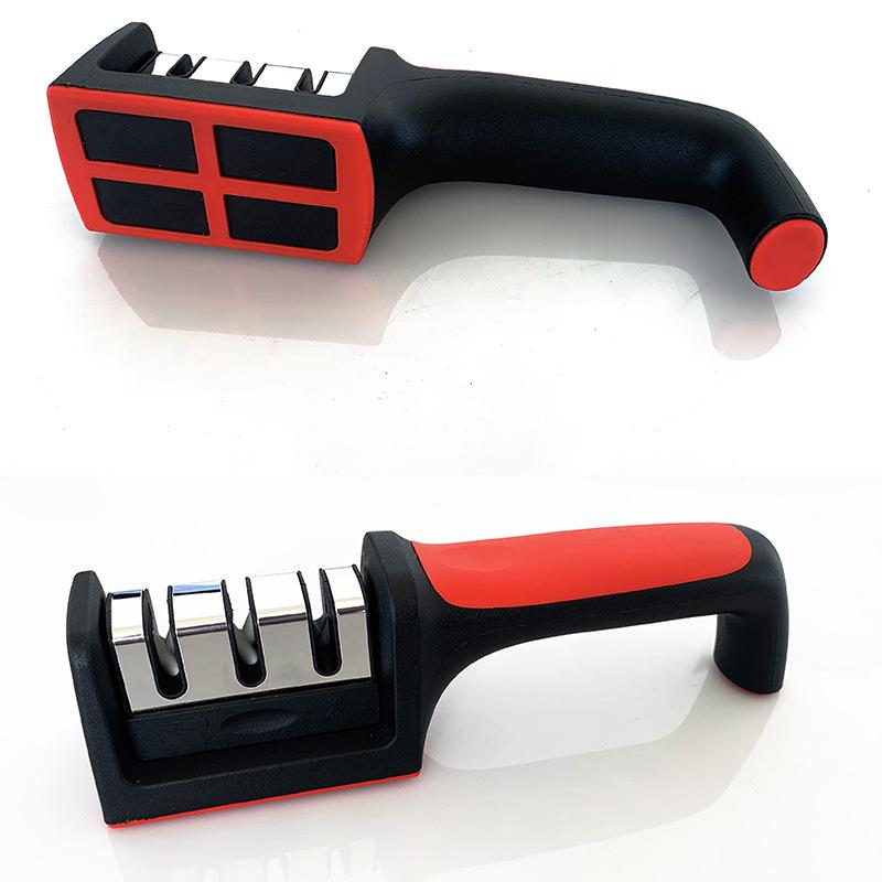 Affûteur de couteaux de cuisine 3/4 segments, pierre à aiguiser noire multifonctionnelle domestique à 3/4 usages