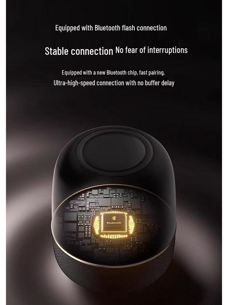 Large Black Gold Wireless Bluetooth Outdoor Smart Speaker with Subwoofer and Card Slot.