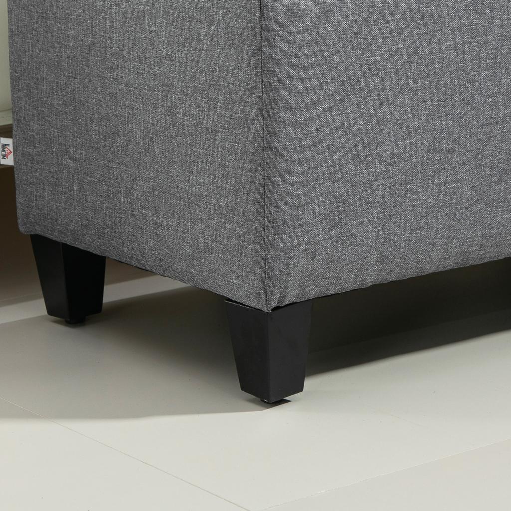 Bench, Upholstered Bench with Storage, Linen-Like Polyester, Rubberwood, 100 x 40 x 44 cm, Light Grey