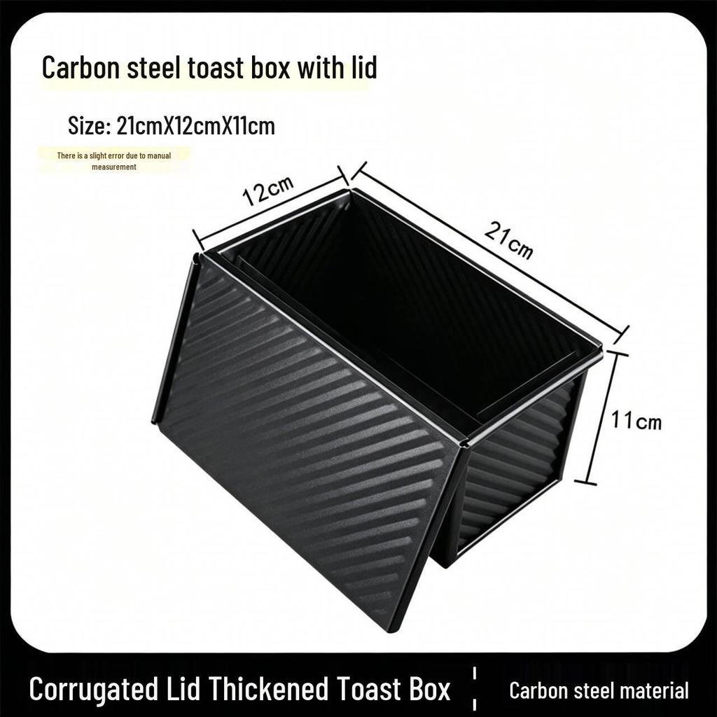 Golden Non-Stick Corrugated Toast Box with Lid - 450g Bread Baking Mold for Oven Use