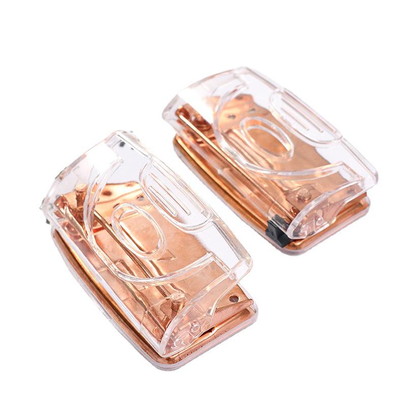 Transparent Rose Gold Stapler & Hole Punch Set with Scissors and Staple Remover - Frosted, Colorful Office Supplies.