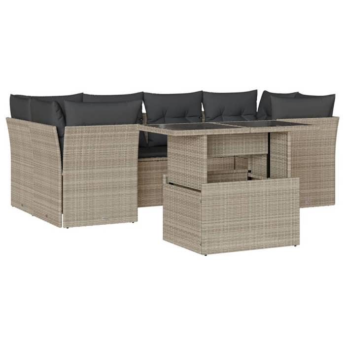 VidaXL Salon de jardin avec coussins 7 pcs gris clair résine tressée 3266382