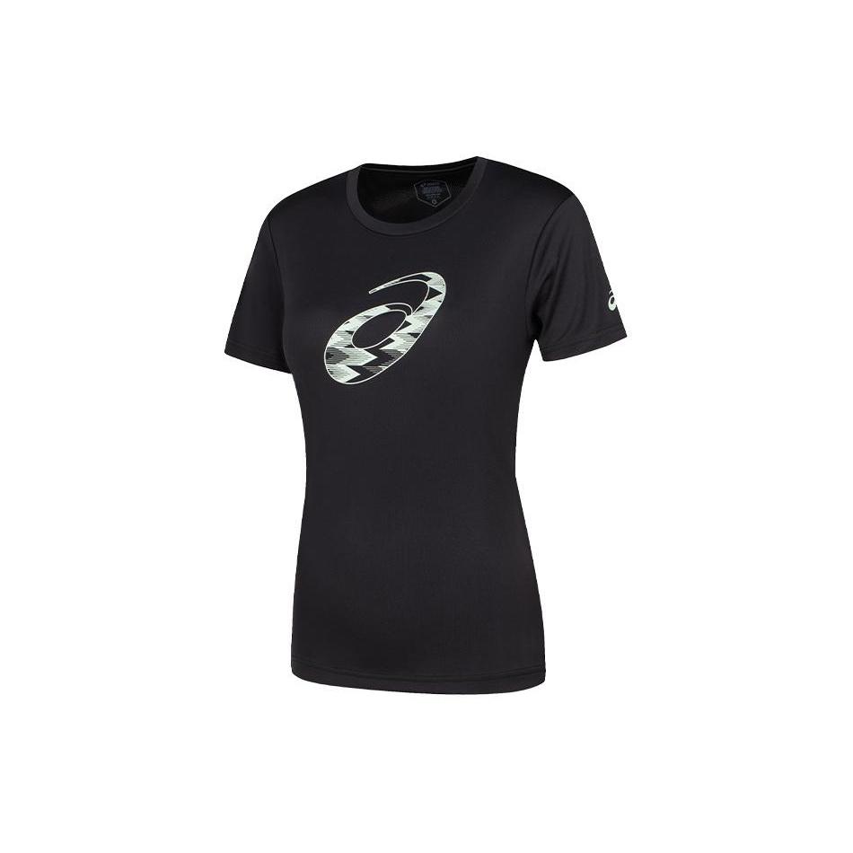 (WMNS) ASICS Spiral Graphic Short Sleeve T-Shirt Asia Sizing Performance Black Women s 2032D020-001 L