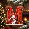 Weihnachtsdekoration für den Innenbereich Niedlicher Schneemann Buchstabe Weihnachtsbaumschmuck 2D Flach Personalisiert A-Z Alphabet Weihnachten Feier Zubehör Acryl Hängender Anhänger