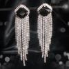 European & American Luxury Long Tassel Earrings: Sparkling Diamond & Crystal Studs for Women