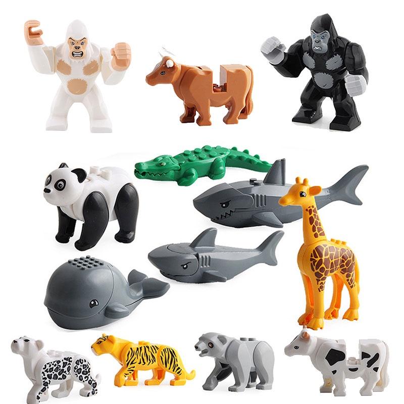 Kids' Mini Assembly Building Toy Crocodile Shark Orangutan Figure Blocks Plastic Material