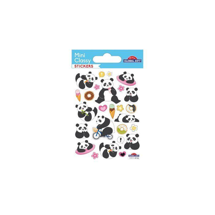 Autocollants - GLOBAL GIFT - Pandas - Paillettes - Multicolore - 10 x 7,5 cm