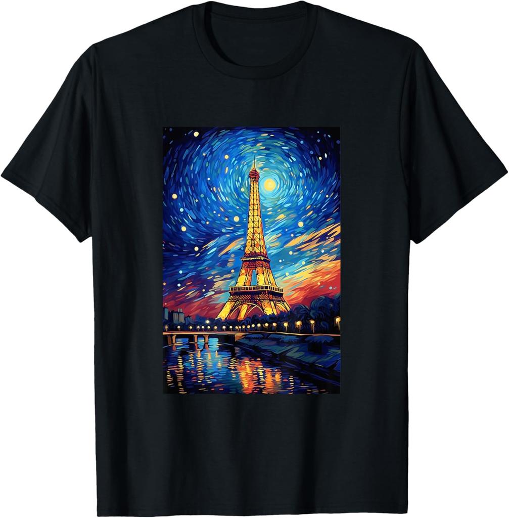 Eiffel Tower Paris France Van Gogh Style Starry Night T-Shirt