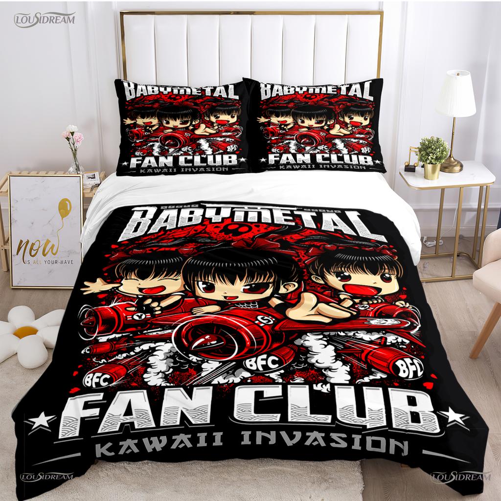 Babymetal kombination Hela säsongen Påslakan Täcke Sängkläder Set Mjukt Täckesöverdrag och Örngott Enkel/Dubbel/Queen/King