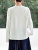 Women's Long Sleeve White Combed Cotton T-Shirt with Striped Knit Shawl - New Style for Spring 2026.