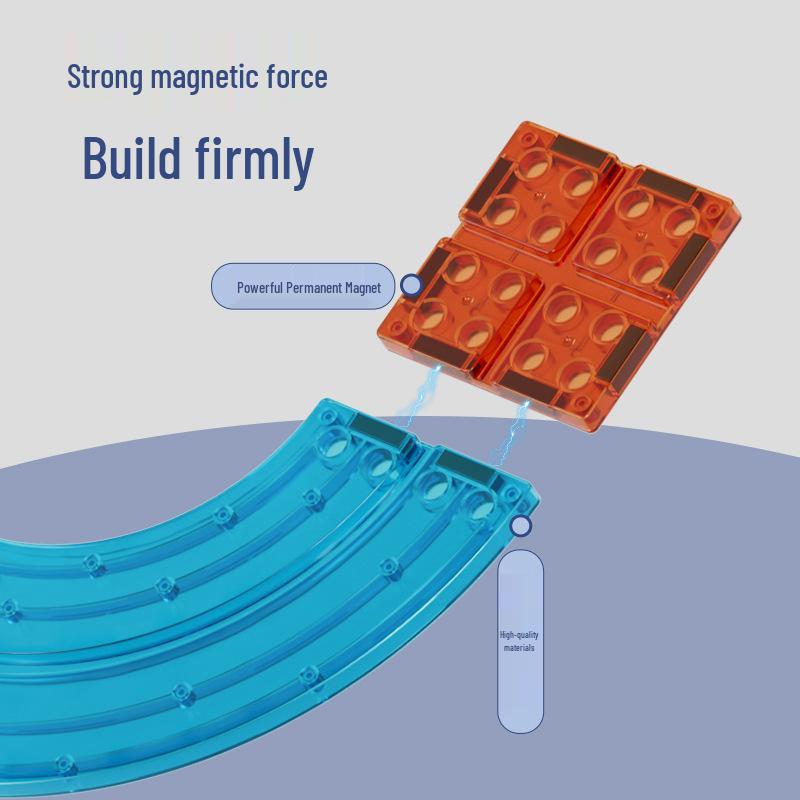 Dige Magnetic Track Car: Translucent Electric Car DIY Building Blocks with Magnetic Tiles