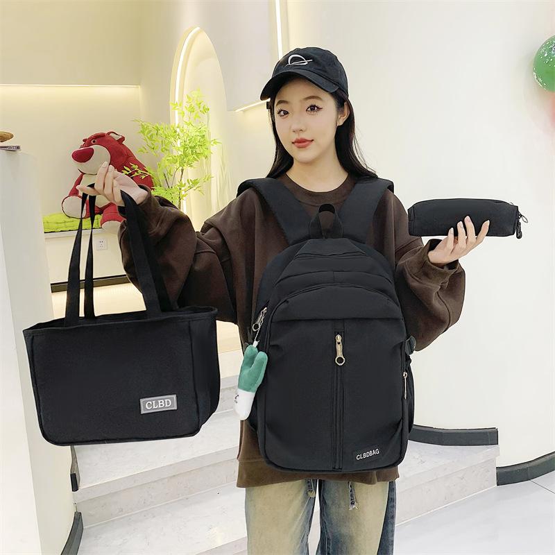 TS JYL laptop bag,New Wholesale 3 Sets School Bag Primary Junior Light Solid Simple Bag