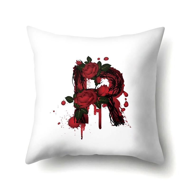 Halloween Polyester Kissenbezug Rose Kopfteil Auto Taille 26 Englische Buchstaben Gedruckter Kissenbezug