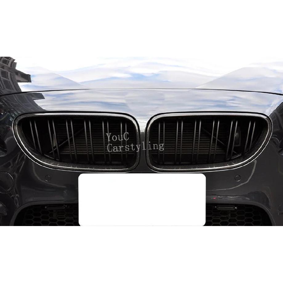 F06 Real Carbon Fiber +ABS Double Line Grills Front Bumper Grille For BMW 6 Series F06 M6 F12 F13 2012-2018 630i 640i 650i