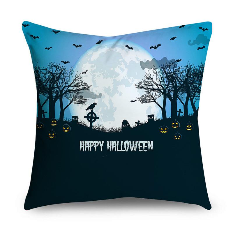Halloween Theme Horror Pumpkin Print Pattern Cushion Cover Home Living Room Sofa Decoration Polyester Zipper Pillow Pillow Cover