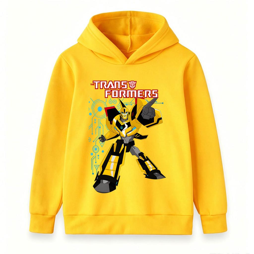 Kids Boys Girls Casual Pullover Hoodie, Cool Cartoon Mecha Robot Pattern Long Sleeve Hooded Sweatshirt, Comfortable Loose Top For Daily Wear And Outdo
