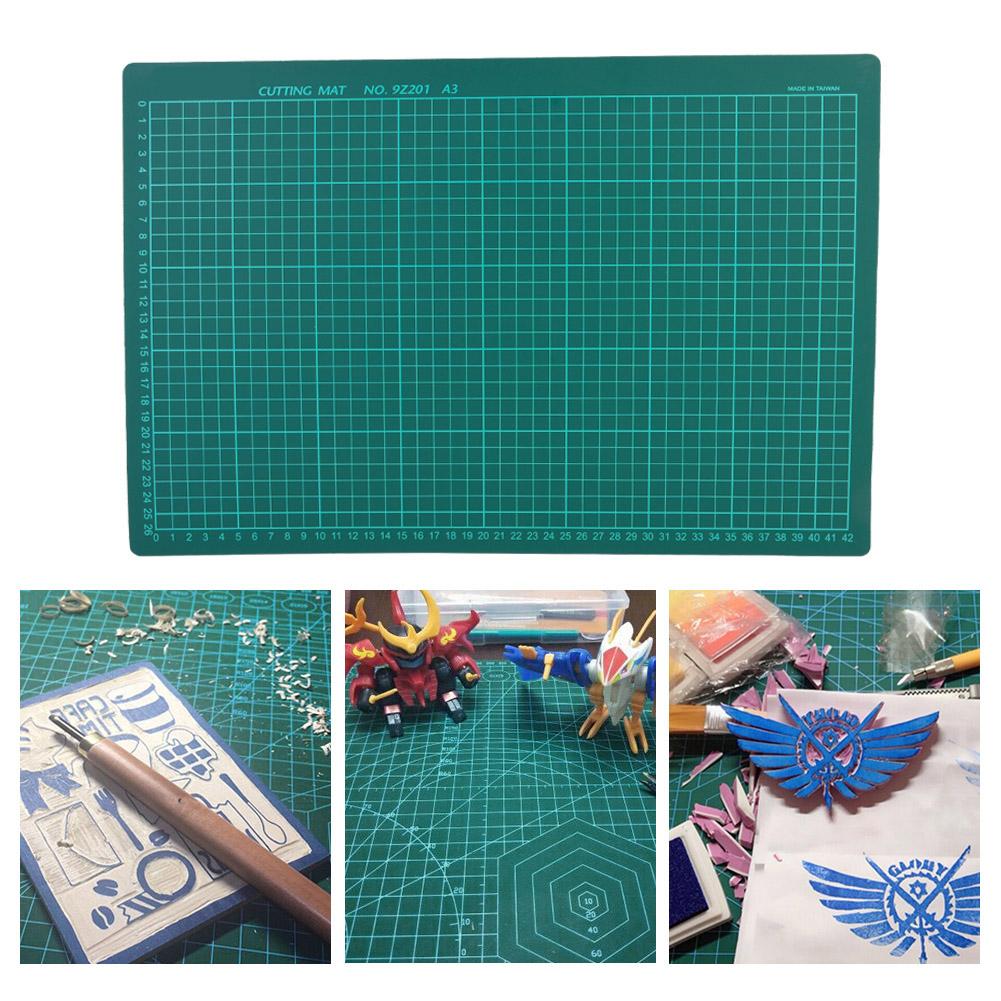 Office Schoole Stationary Cutting Gridline Sewing Mat Anti Skid Board(A3 Single Face Green)