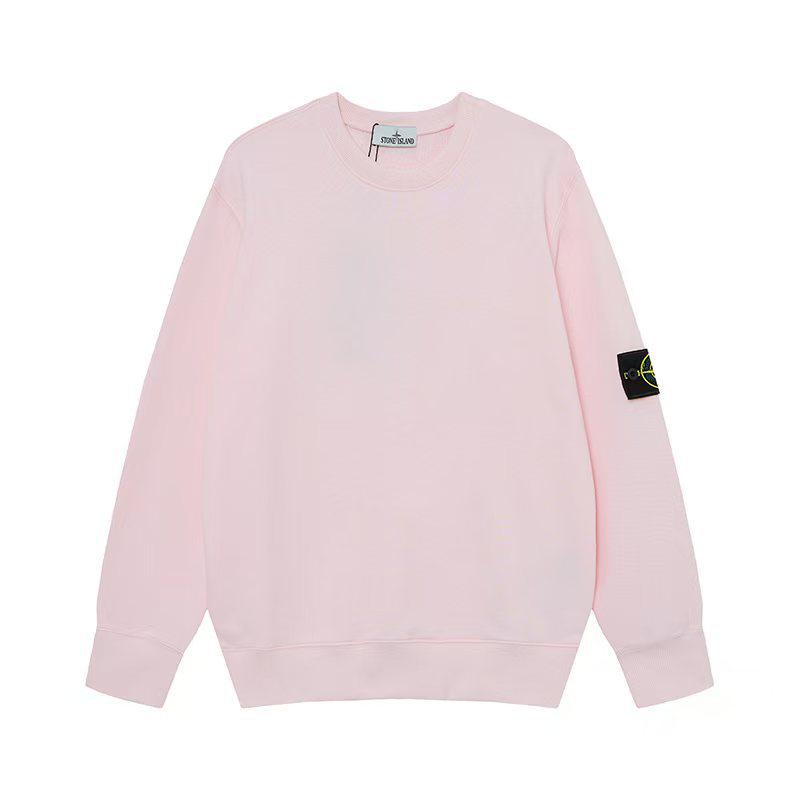 Unisex-Hoodie mit Steinkompass-Stickerei, einfarbig, Rundhalsausschnitt, Langarm, aus reiner Baumwolle