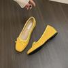 French inner heightening suede ballet single shoes women's shoes 2026 new spring and autumn bow red evening shoes