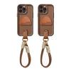 Leather Triangle Bracket Lanyard Suitable for Apple 16 Maillard Mobile Phone Case Autumn and Winter 15PRO Silicone Lambskin 7/8